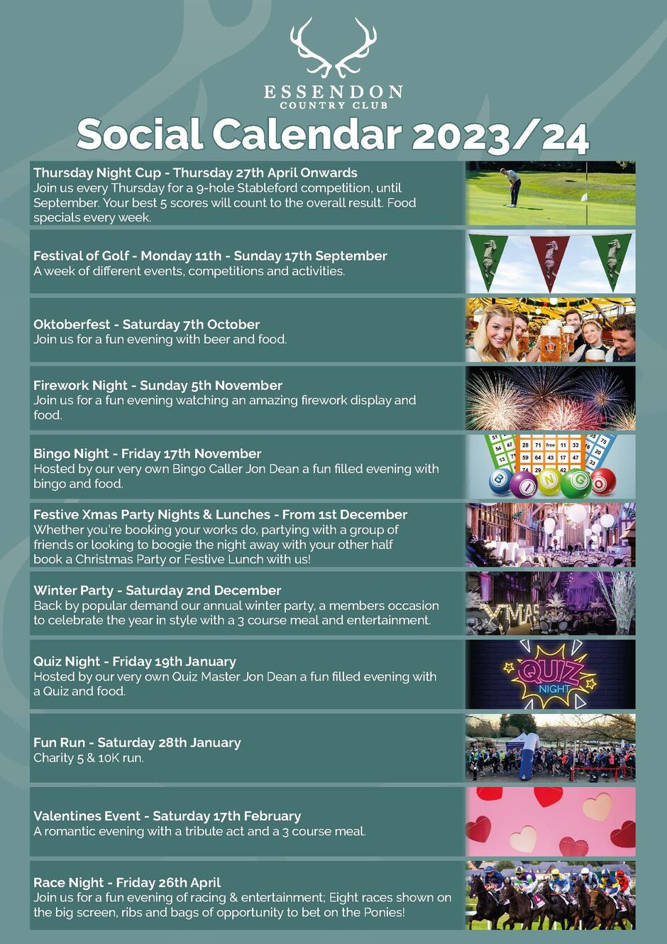 Essendon Country Club Social Calendar 2023